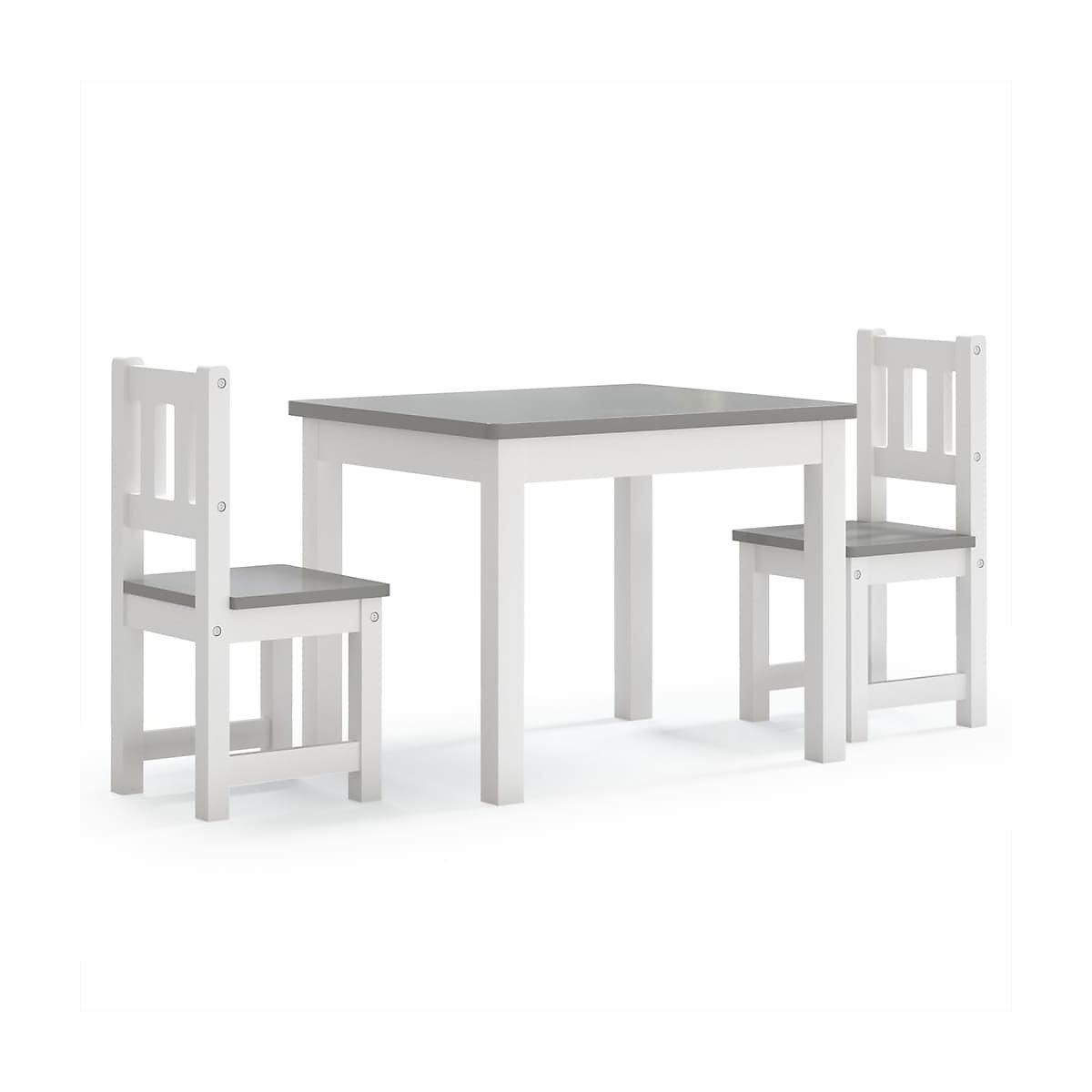 3-tlg. Kindertisch und Stuhl-Set Weiß und Grau MDF Kindermöbel-Set