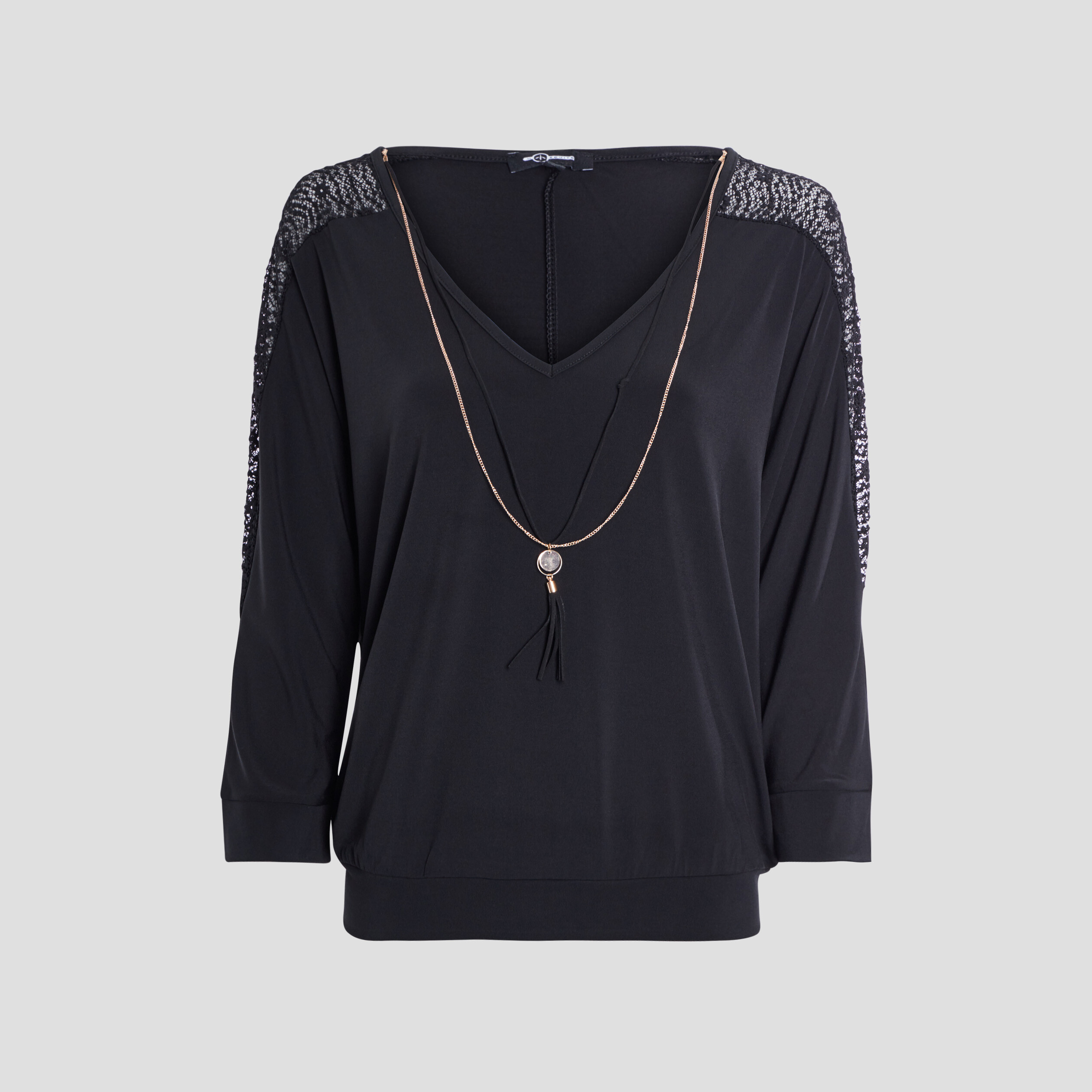 T-shirt manches 3 4 noir femme | La Halle