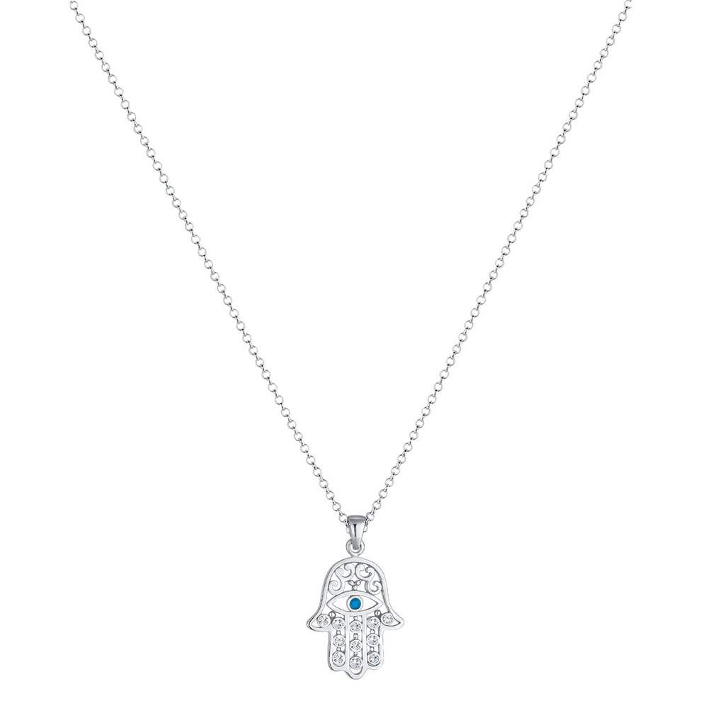 Elli Elli Collier Femmes Hamsa Evil Eye avec Cristaux en Argent Sterling 925 Plaqué Or collier