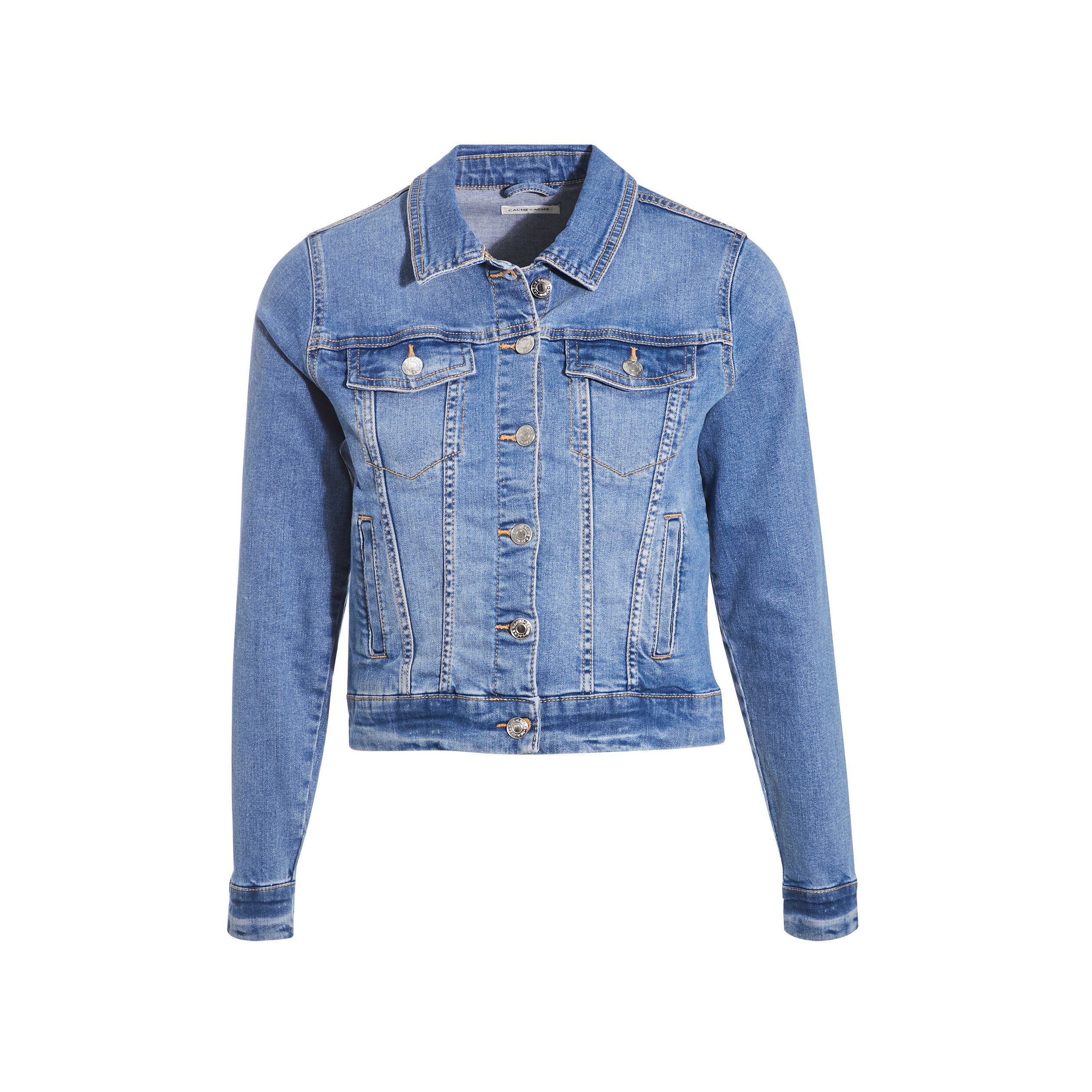 Veste droite en jean denim double stone femme | Cache Cache