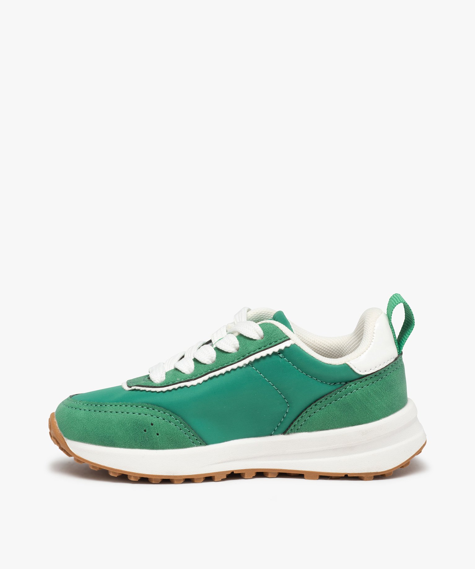 Baskets Garçon unies style retro running à lacets vert | GEMO