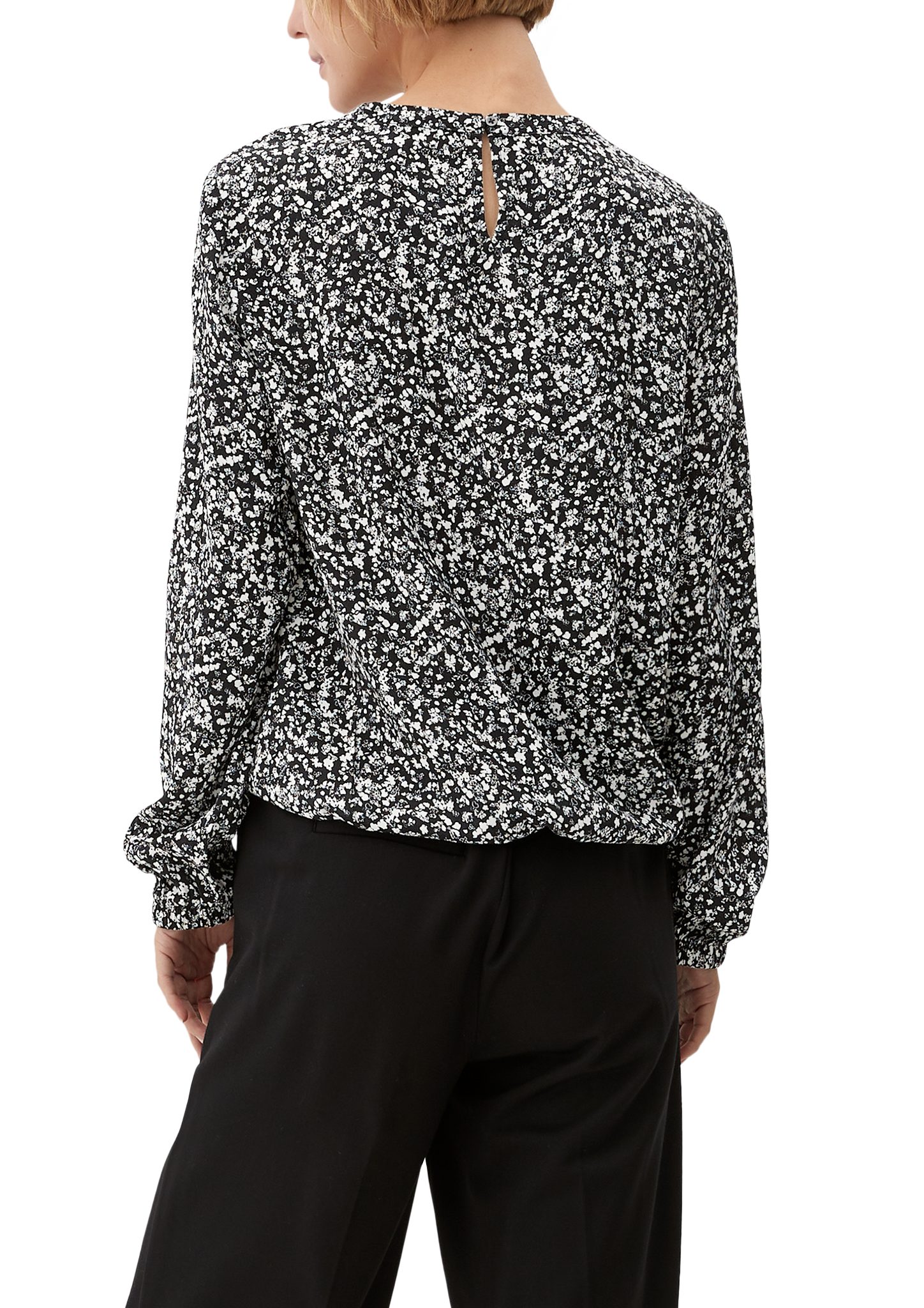 s.Oliver Langarmbluse Print-Bluse aus Viskose-Crêpe
