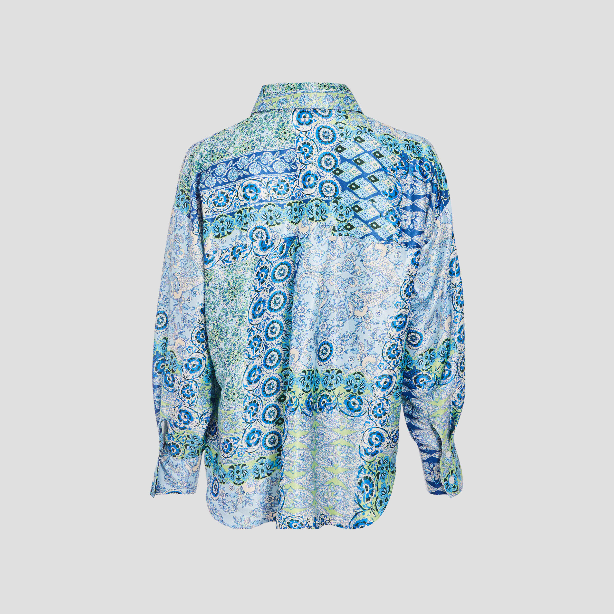 Chemise manches longues satin bleu femme | Cache Cache