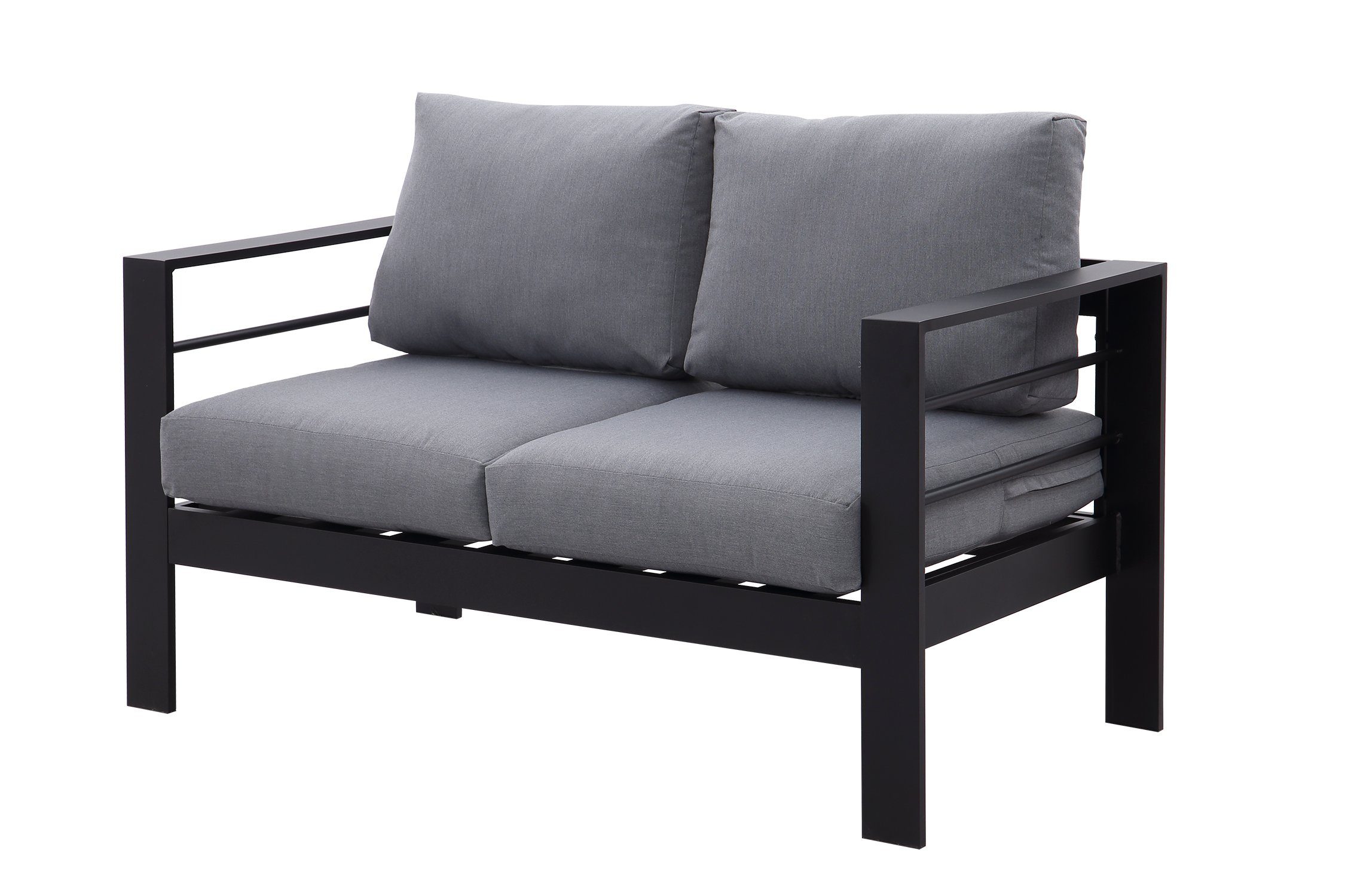 MeXo Gartenlounge-Set Aluminium Gartenmöbel Set, (Balkonmöbel, 4-tlg., Sitzgruppe mit 2-Sitzer-Sofa, 2 Sessel, Tisch), Terrassenmöbel Set Lounge für 4 Personen