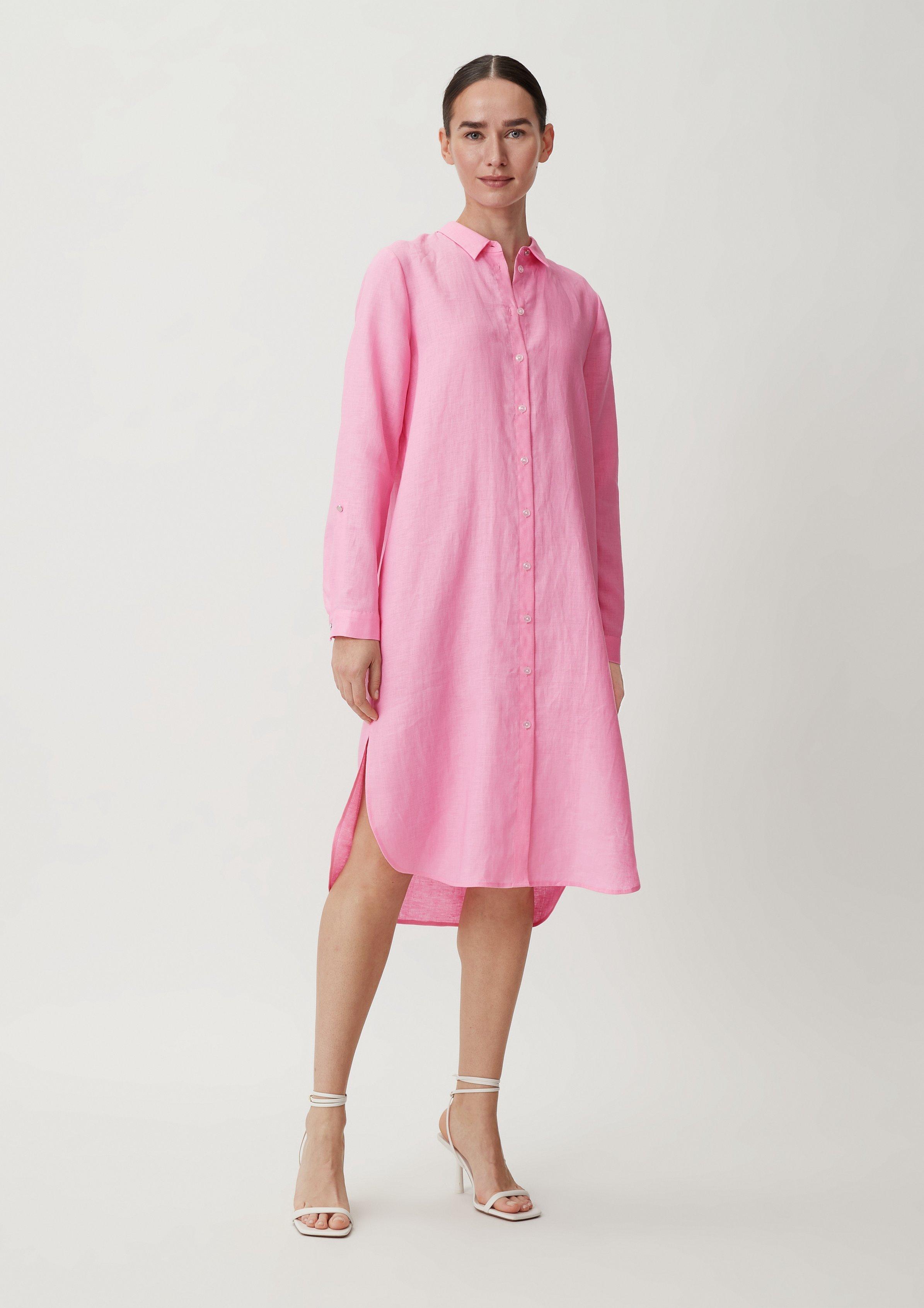 Midi-Kleid aus Leinen - pink