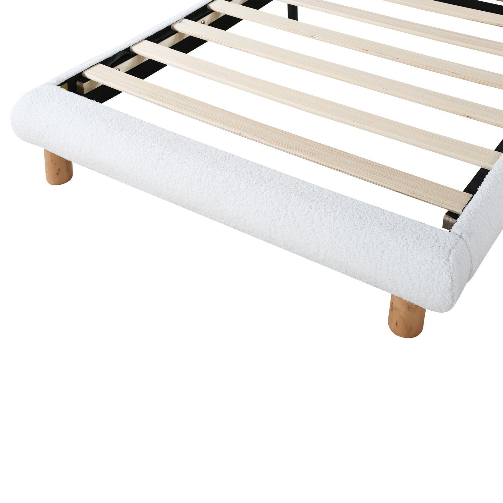 Flieks Polsterbett, Einzelbett Kinderbett 90x200cm mit Halbkreisform Kopfteil Samtbezug