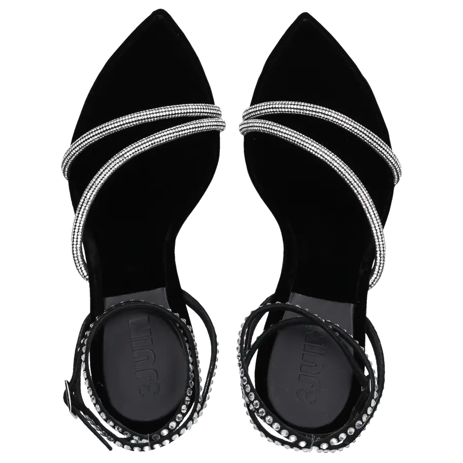 3 JUIN - Riemchensandalen 323WC0 Veloursleder - schwarz
