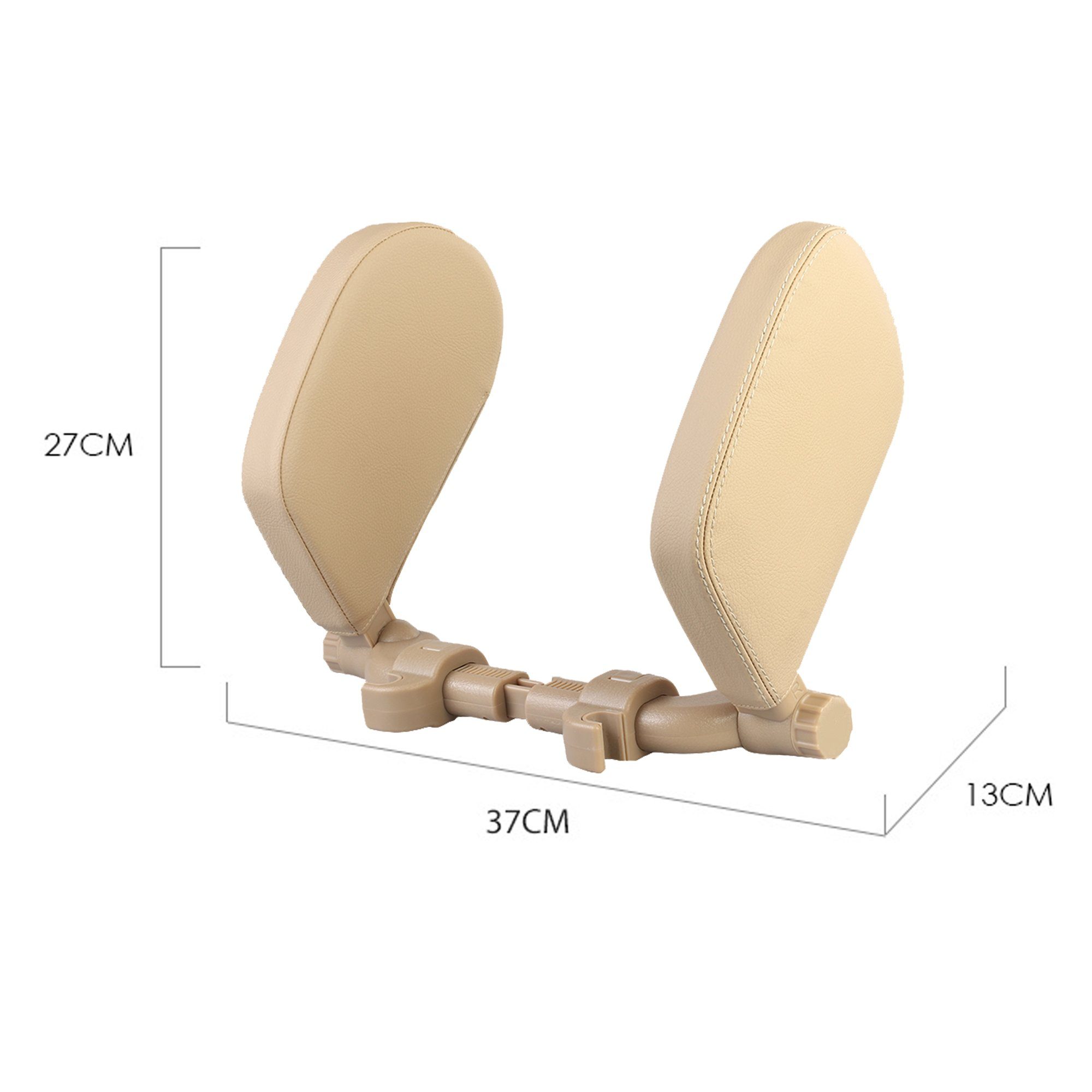 EasyTravel EasyTravel ergonomisches Auto Reise Kopfkissen - Kunstleder beige / Camping Sat-Anlage