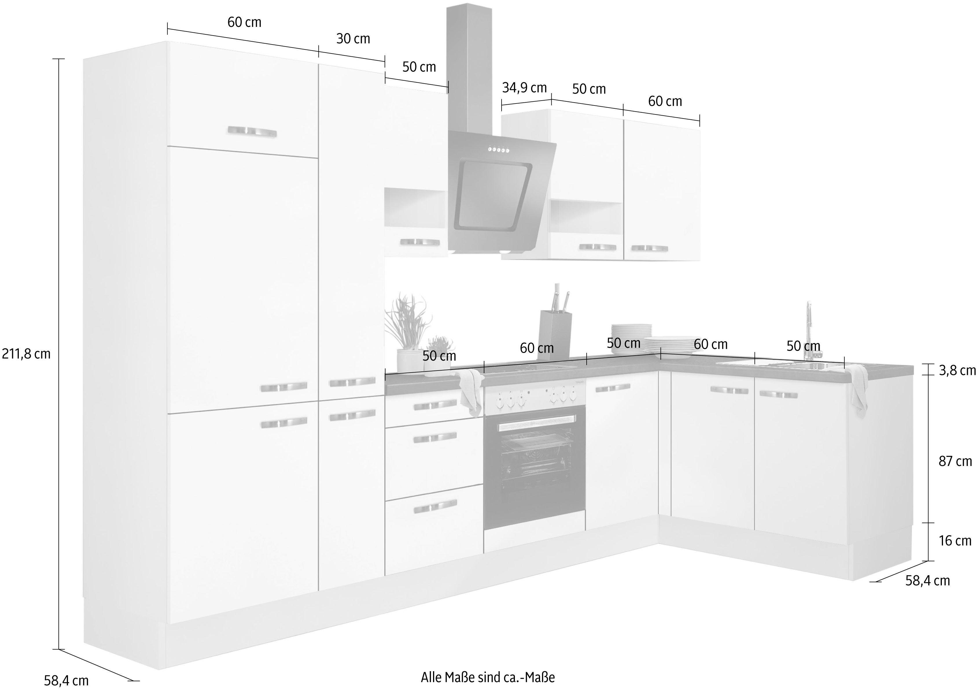 OPTIFIT Winkelküche Cara, mit Vollauszügen und Soft-Close-Funktion, Stellbreite 315 x 175 cm