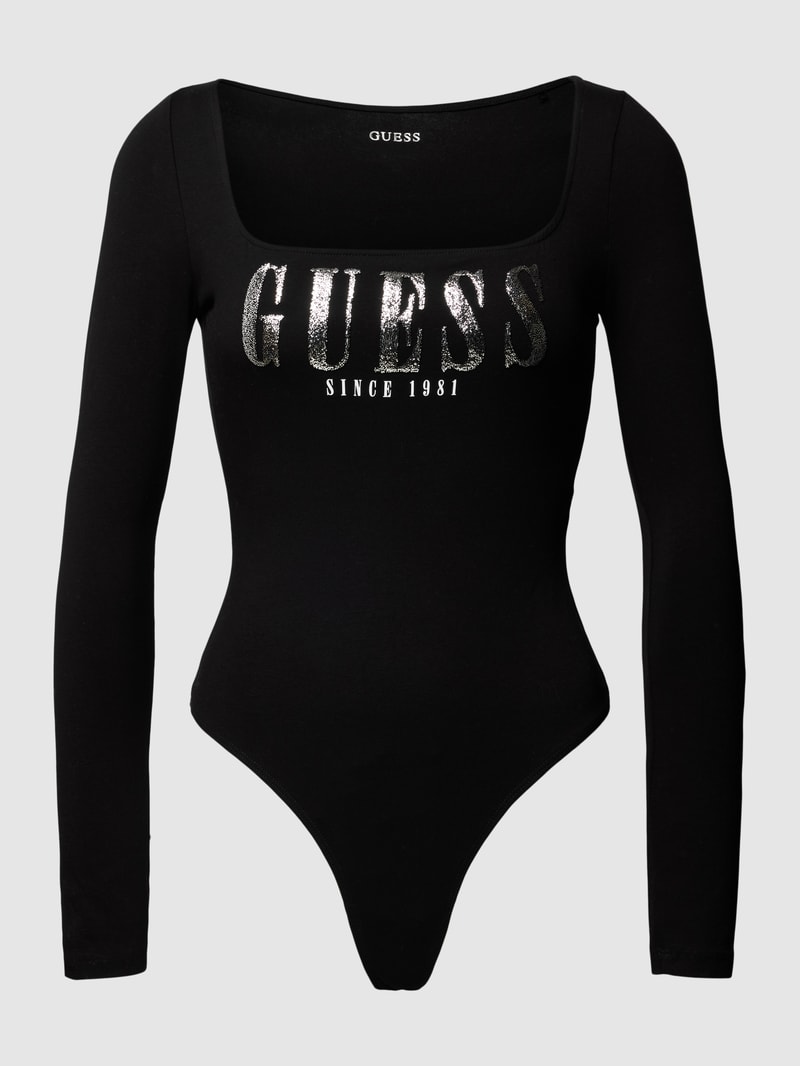 Body mit Label-Print Modell 'HEVELINA' in schwarz