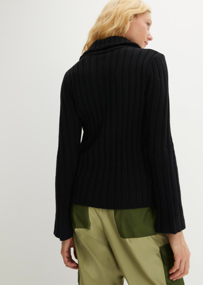 Ripppullover mit Troyerkragen