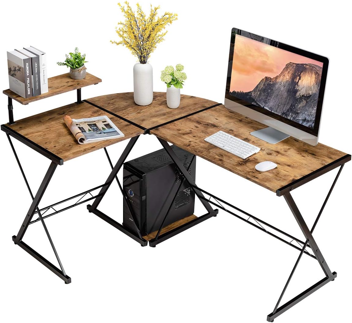 Costway L-Förmiger Computertisch aus Holz