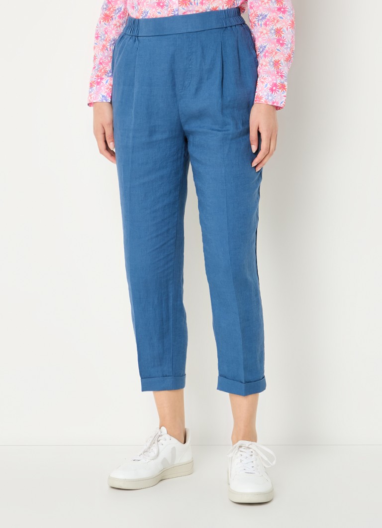 Pantaloni scurți din in Benetton, cu talie înaltă și croială mulată.