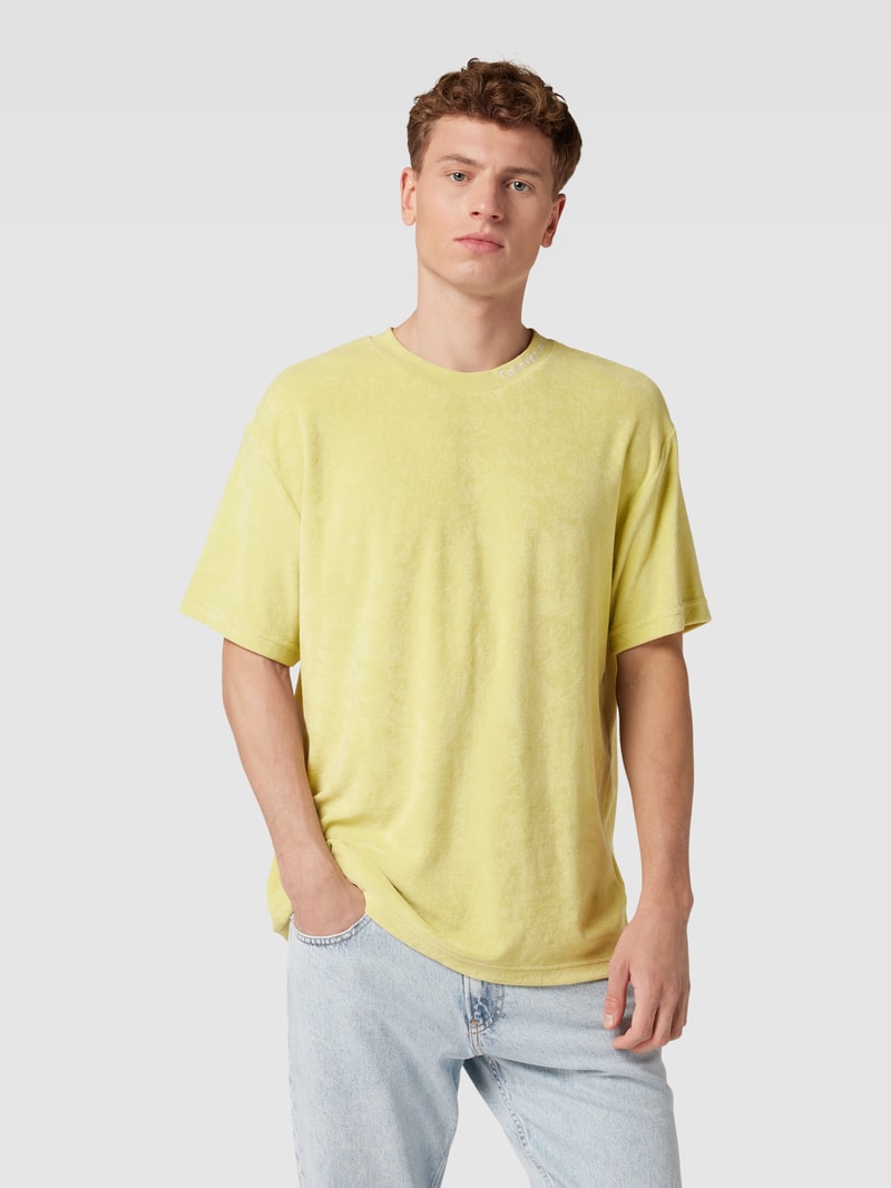 T-Shirt mit Label-Detail Modell 'TOWELLING' in hellgelb