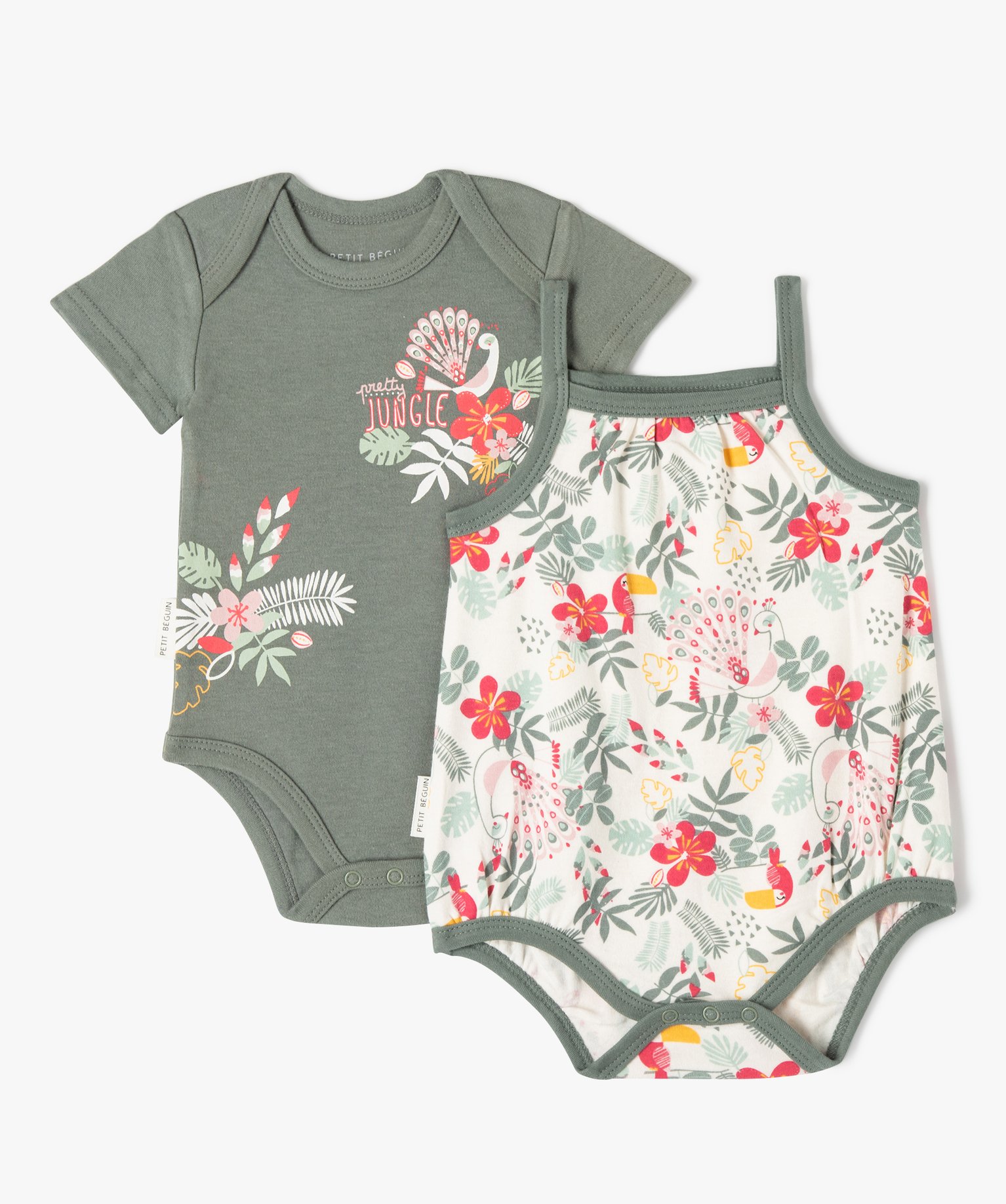 Body bébé motif jungle (lot de 2) - Petit Béguin vert | GEMO