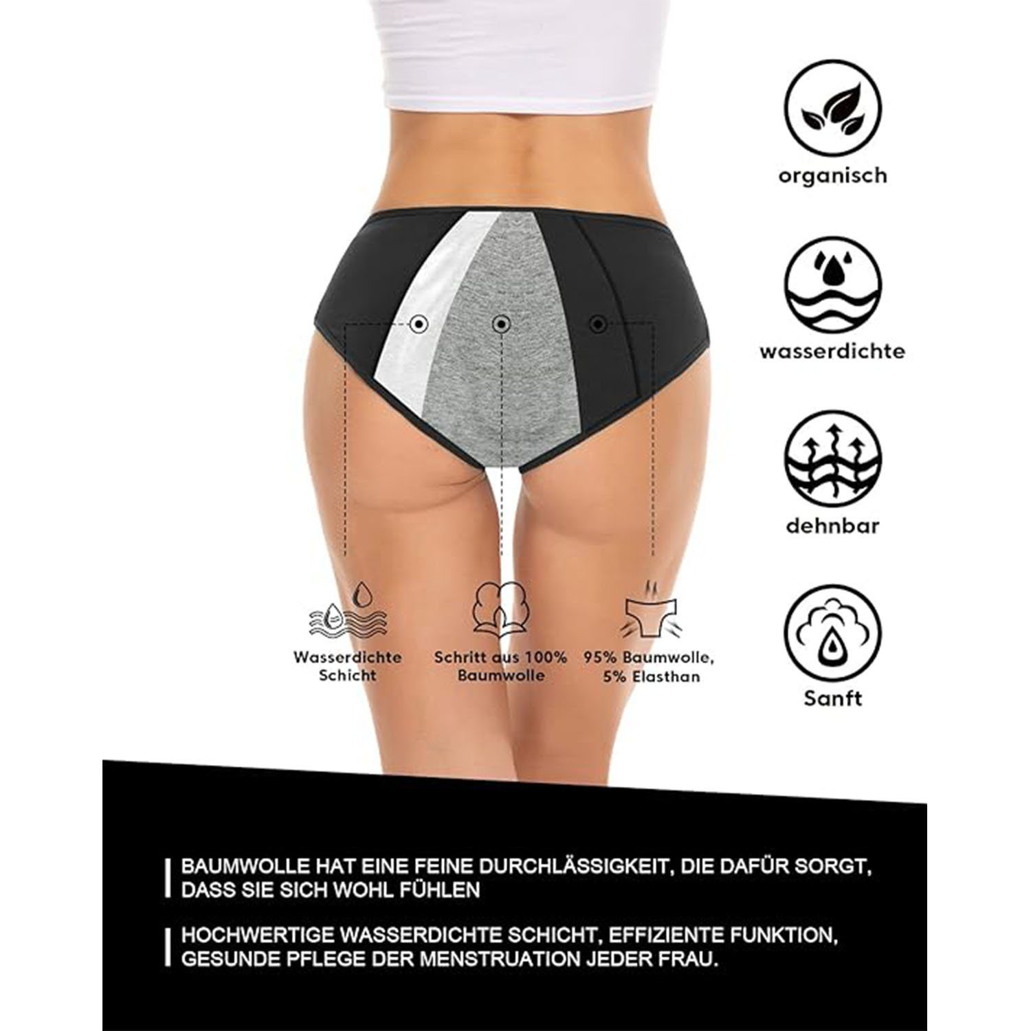 Anqier Slip Klassische Slips, Slip Unterhosen (Set, 3-St) Damen Baumwolle Slips (3er-Pack, Baumwolle mittlerer / niedriger Taille Slip, Postpartum Panties Damen Hipsters Unterhosen Slips) Mix farben