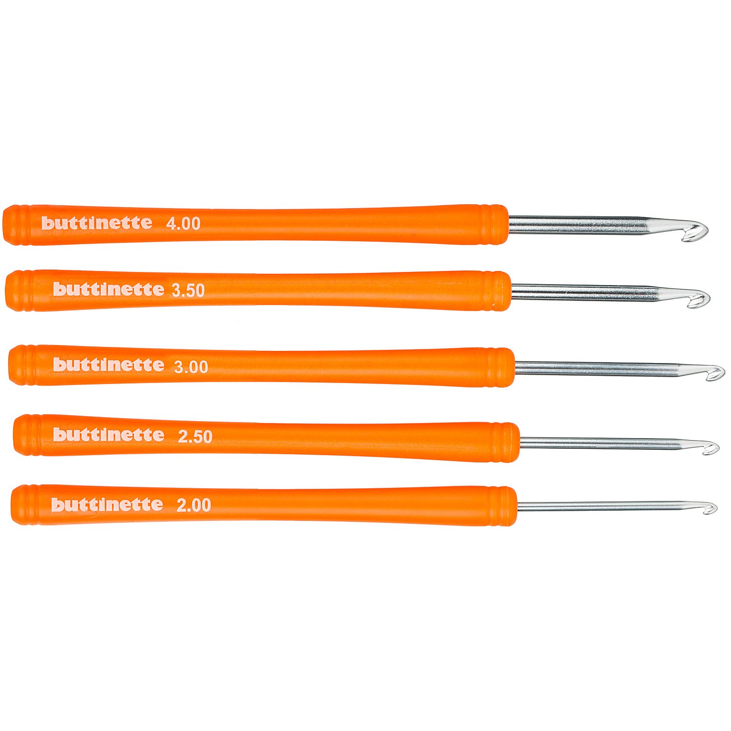 buttinette Häkelnadel-Set, 5 Stück, Stärken: 2 - 4 mm Ø