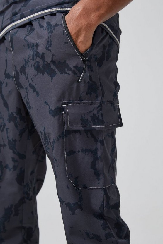 Active Skinny Cargo-Jogginghose mit Acid-Waschung