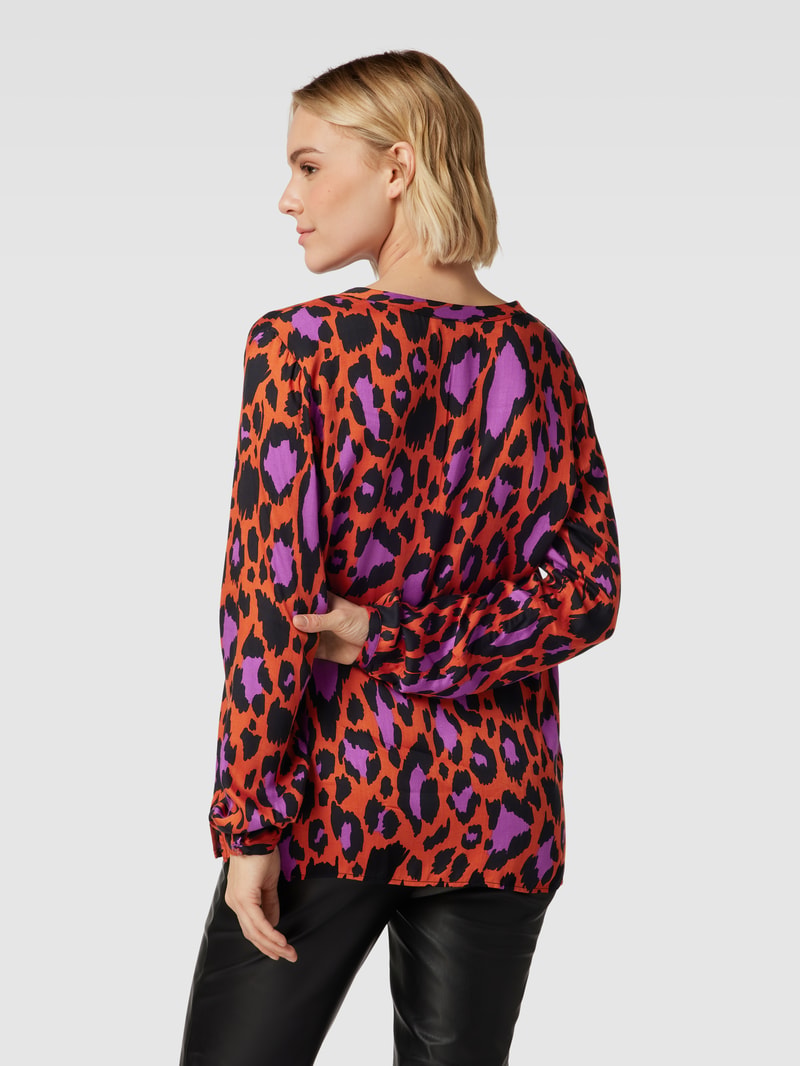 Bluse aus Viskose mit Allover-Muster Modell 'PLEAT' in dunkel orange