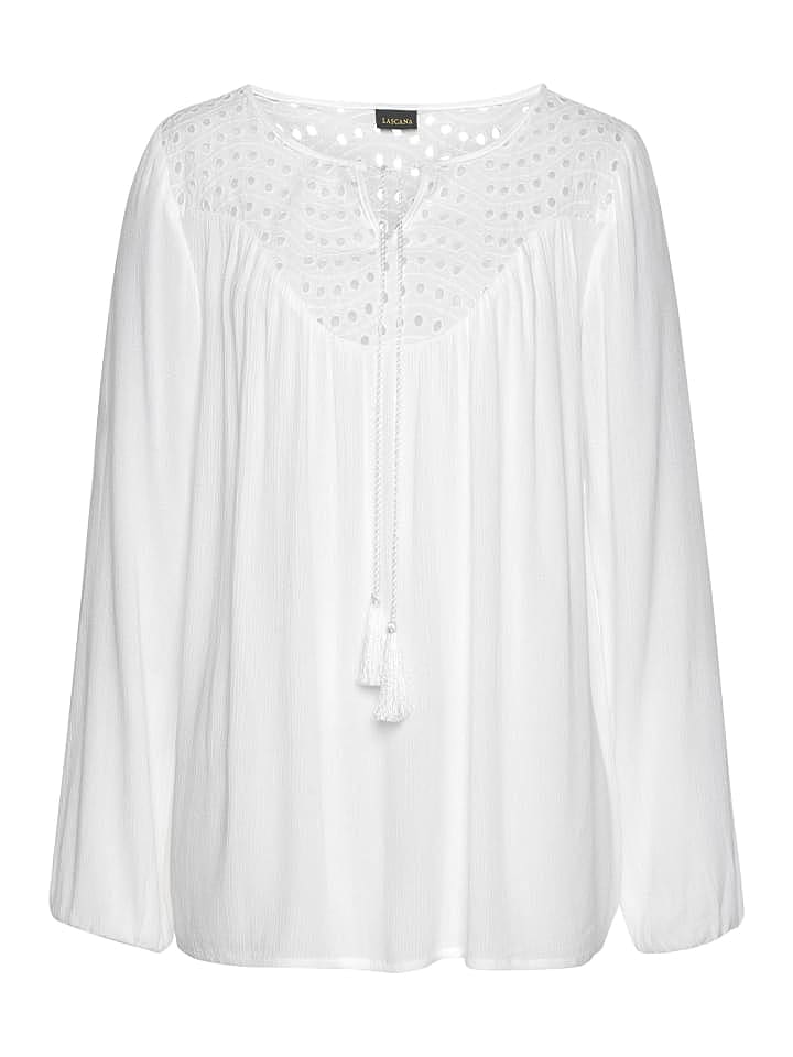LASCANA Crepebluse in weiß günstig kaufen 44