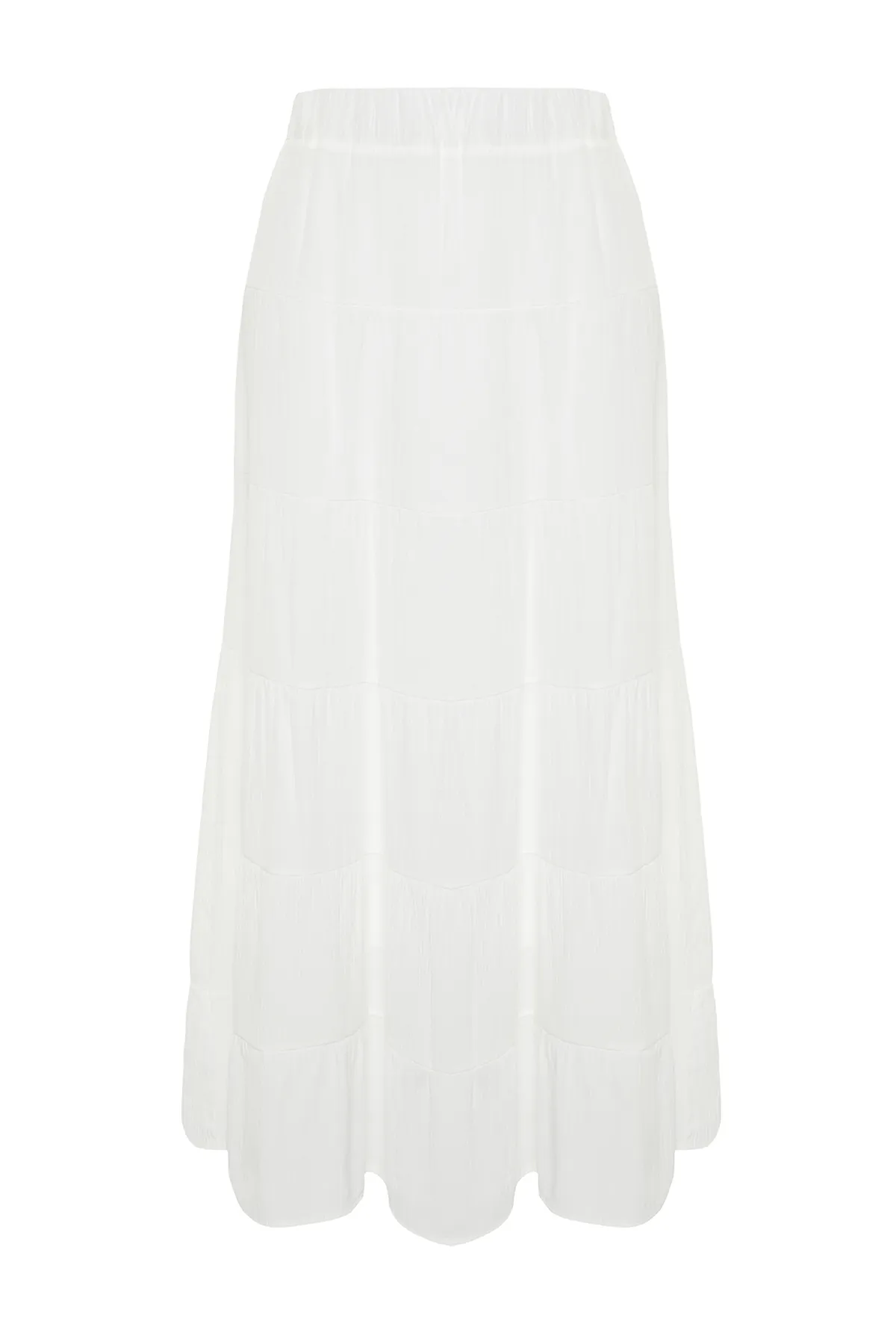 Trendyol Modest  Weißer, gefütterter Basic-Webrock TCTSS24EE00003