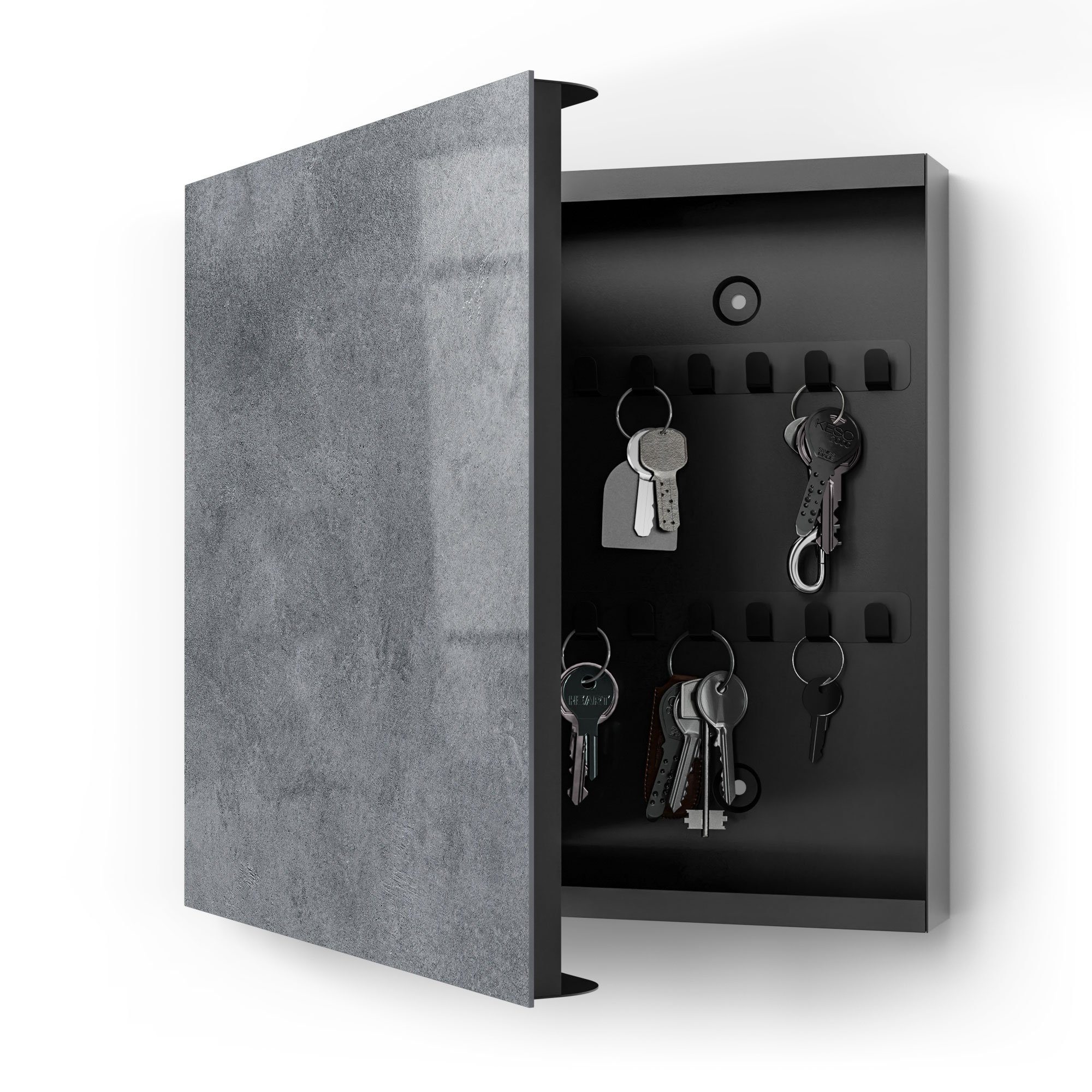 DEQORI Schlüsselkasten 'Betonstruktur im Detail', Glas Schlüsselbox modern magnetisch beschreibbar