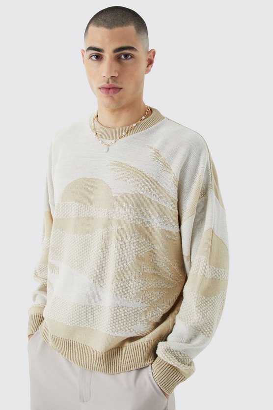 Kastiger Oversize Pullover mit Print