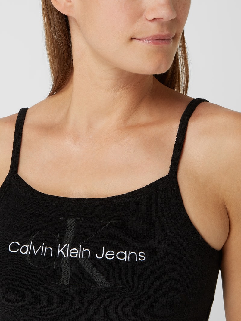 Crop Top aus Frottee in schwarz