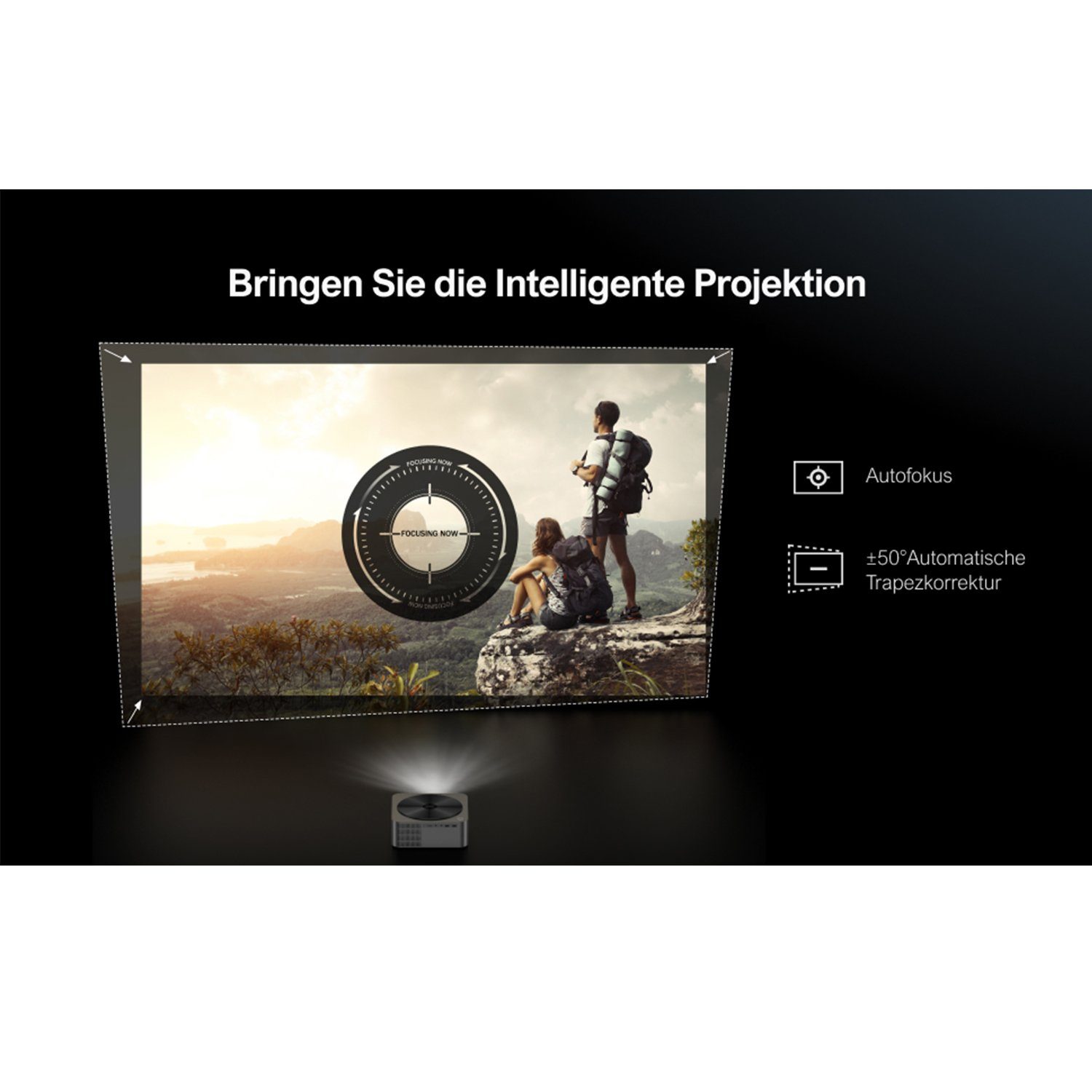 Ultimea Apollo P40 Full HD 1080P Native mit Autofokus & 6D Autotrapezkorrektur Beamer (21000 lm, 15000:1, 1920 x 1080 px, 4K unterstützt, 100%-50% Zoom, 5G+2.4G Dual-Band WiFi)