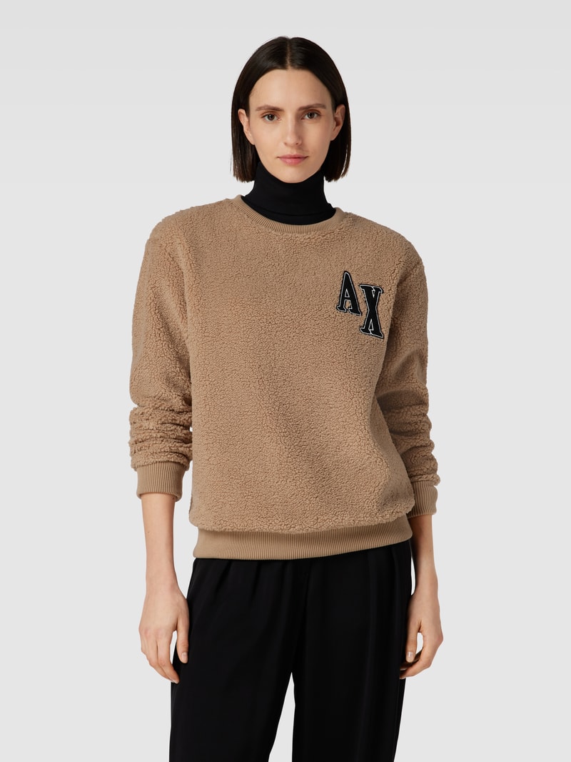 Sweatshirt mit Label-Stitching in camel