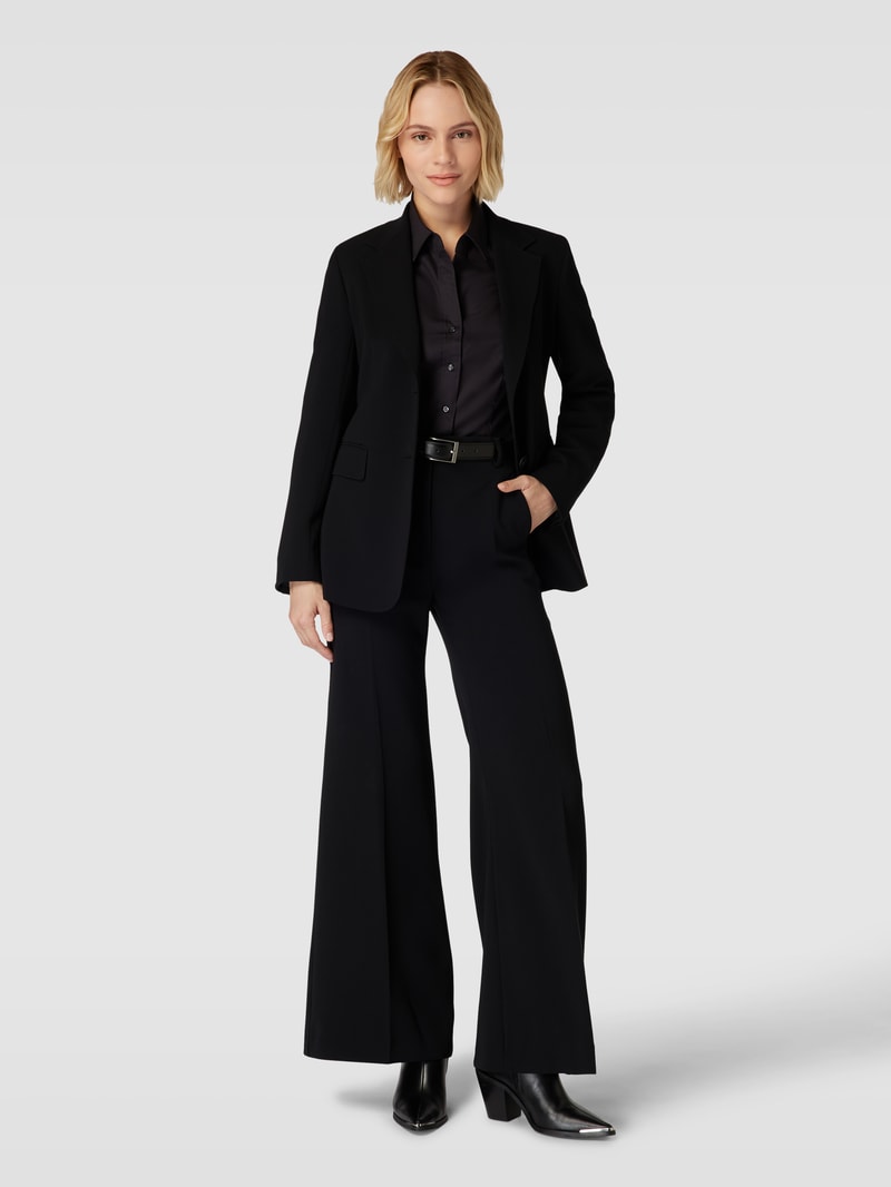 Hemdbluse mit Motiv-Stitching in schwarz