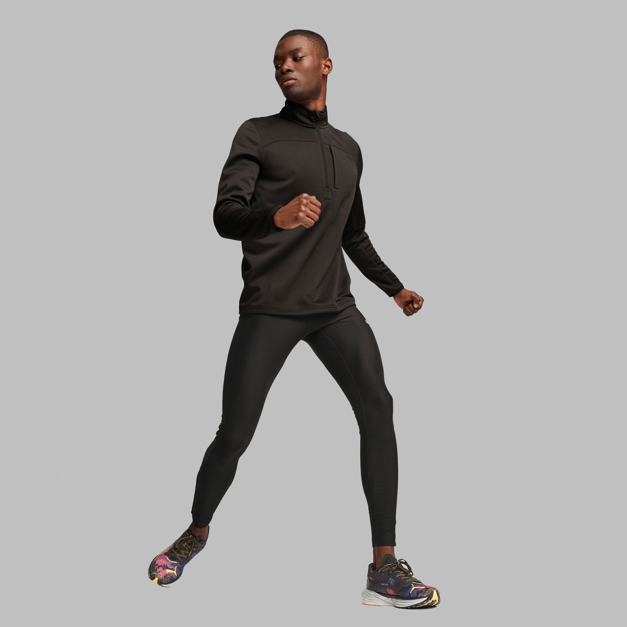 Run Microfleece Half-Zip Lauftop Herren - Schwarz