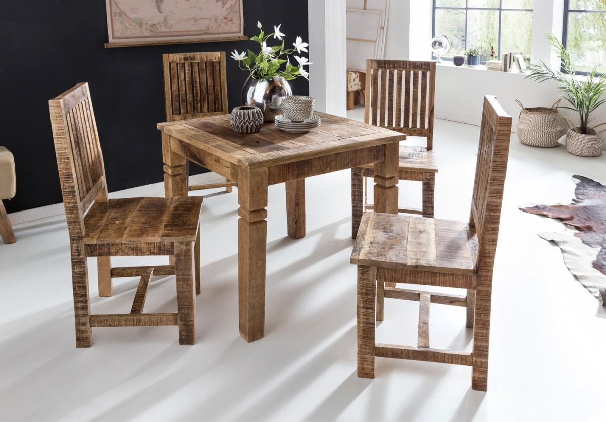 Wohnling Esszimmertisch RUSTICA 80 x 80 x 76 cm Mango Massivholz