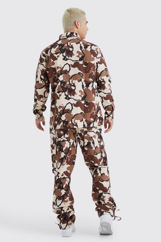 Langärmliges Ripstop Camouflage Overshirt mit Tasche