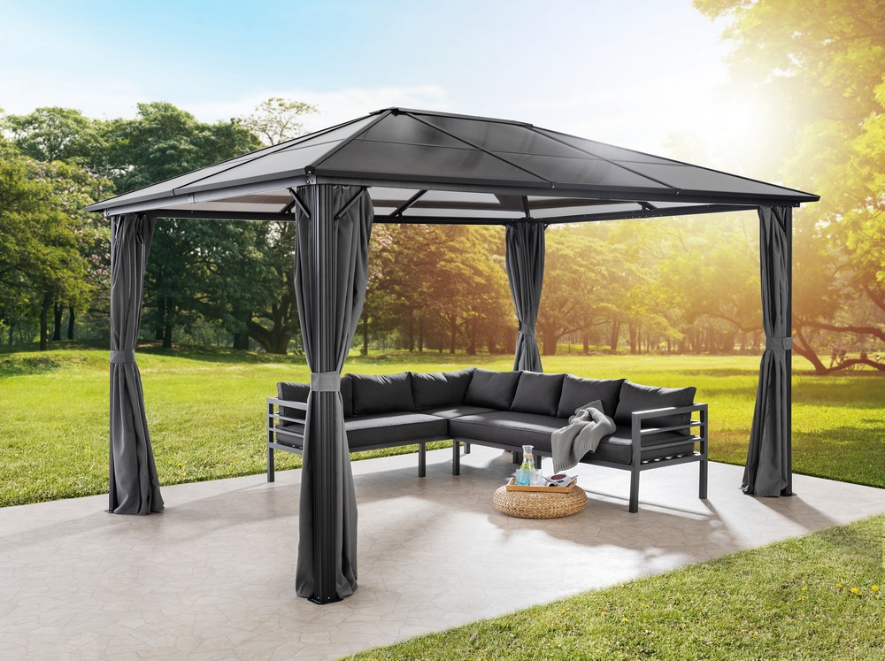 CHILLROI Alu XL Pavillon ca.2,95x3,95x2,65m,Dunkel Grau