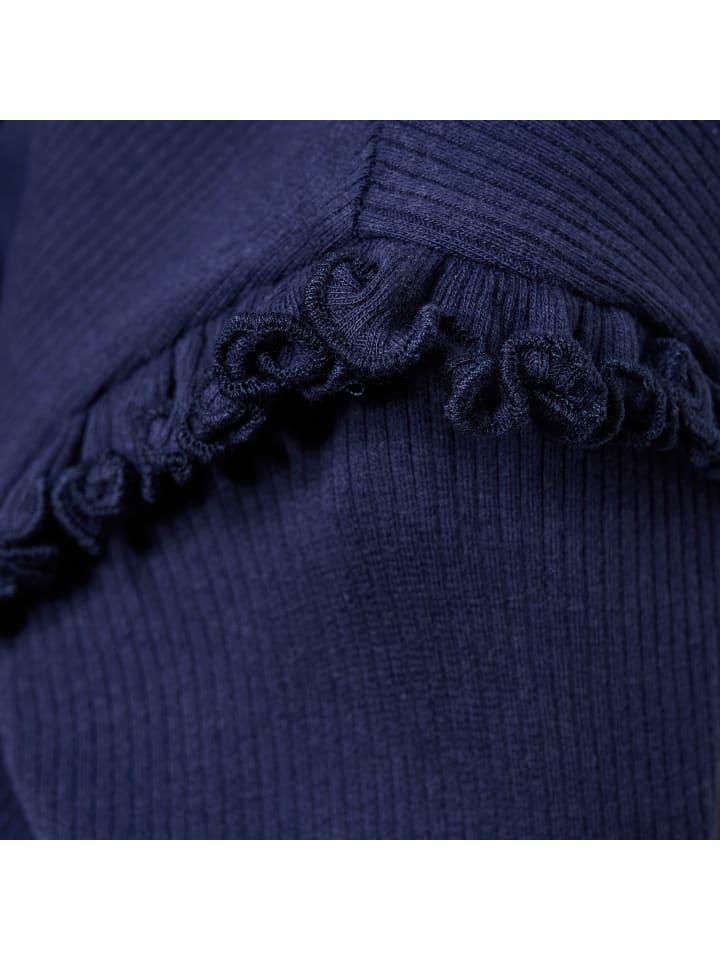 Minymo Longsleeve MIT-Shirt LS Rib 6174  Langarmshirt mit Rüschen in Blau günstig kaufen