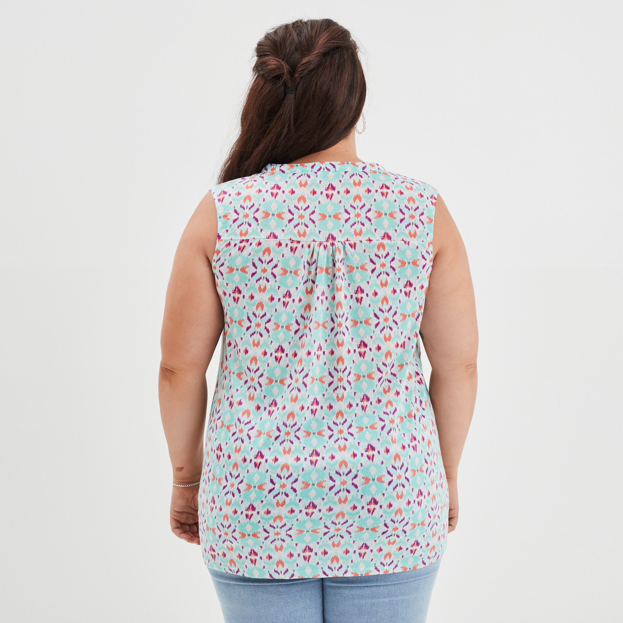 Débardeur ajusté col en V vert turquoise femme grande taille | La Halle