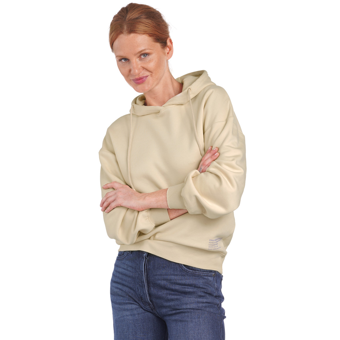 Damen Hoodie mit gummierten Schriftzug