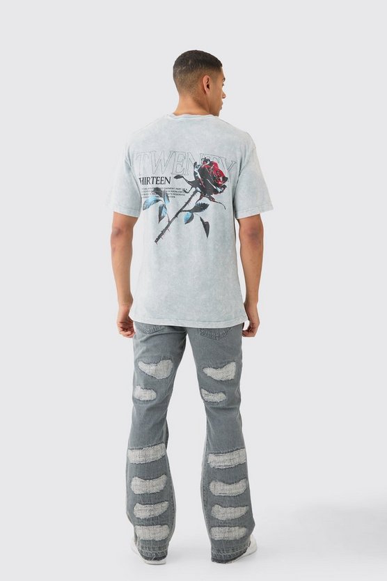 Slim-Fit Schlagjeans mit Rissen