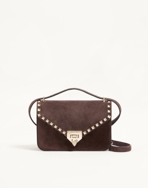 Bolsa de ombro pequena Valentino Garavani Rockstud em camurça