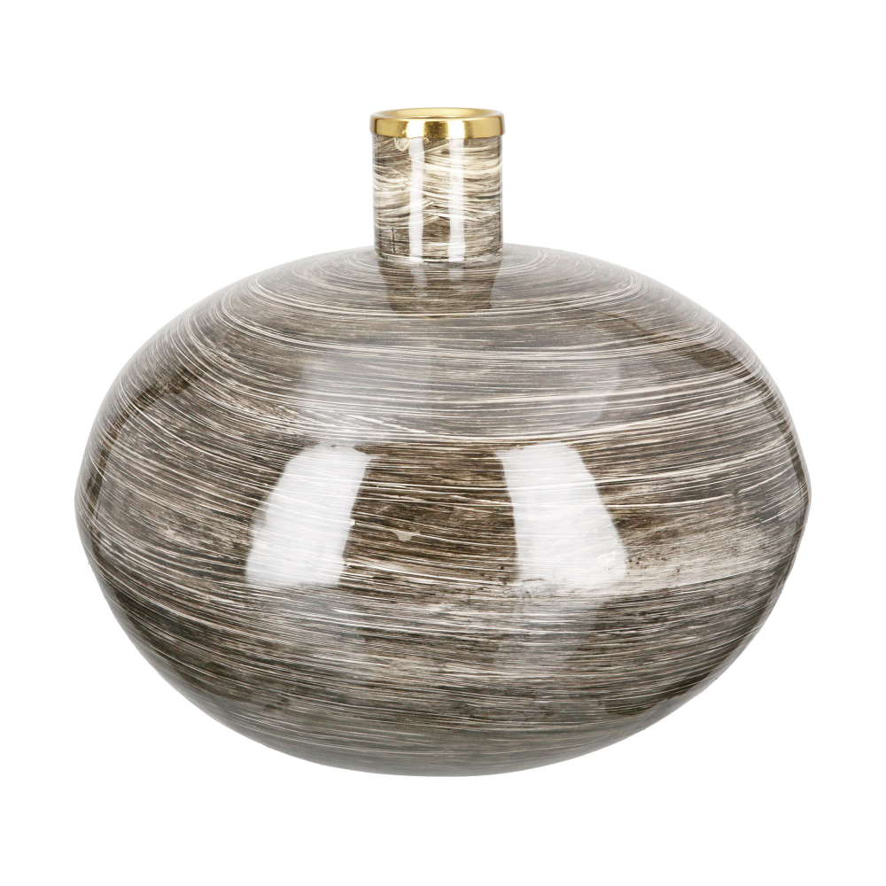 Vase Stripes bauchig braun