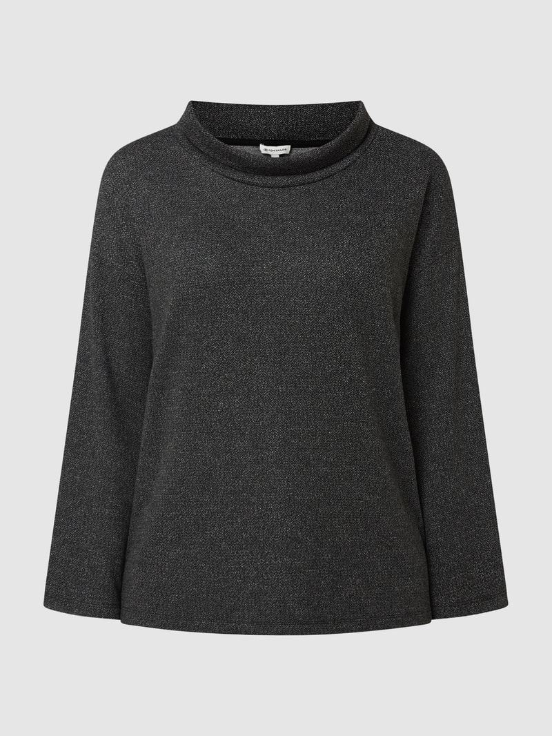 Sweatshirt in Salz-und-Pfeffer-Optik in schwarz