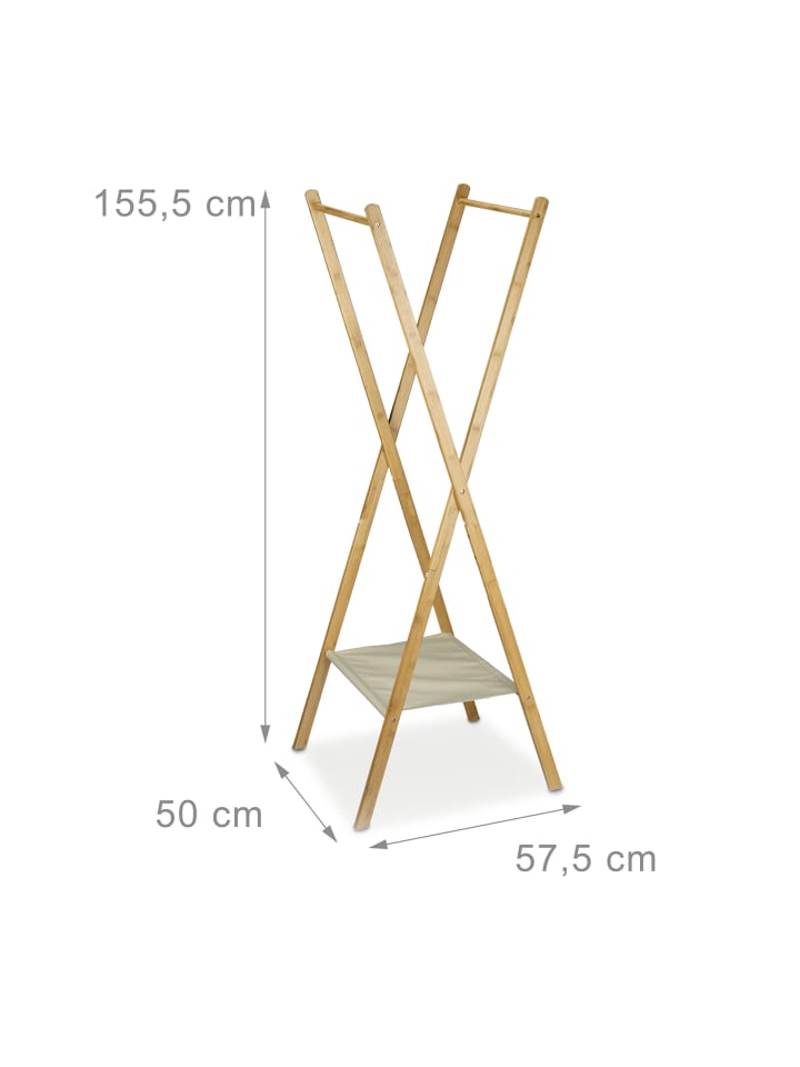 relaxdays Kleiderständer in Natur - (B)50 x (H)155,5 x (T)57,5 cm günstig kaufen onesize