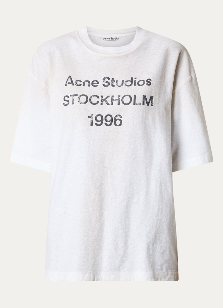Tričko Acne Studios s potiskem loga en verwassen afwerking
