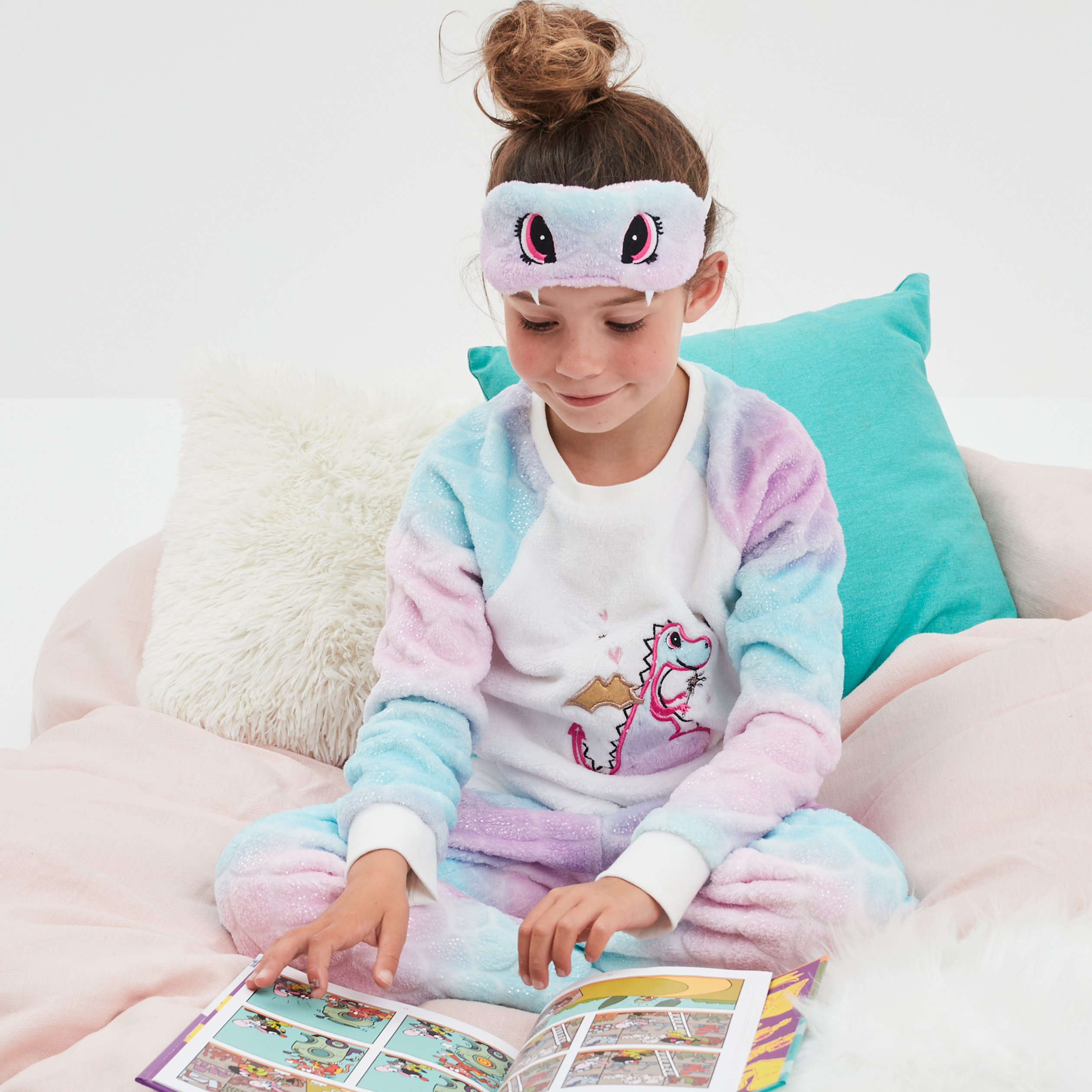 Ensemble pyjama pantalon pilou 3 pièces multicolore fille | La Halle