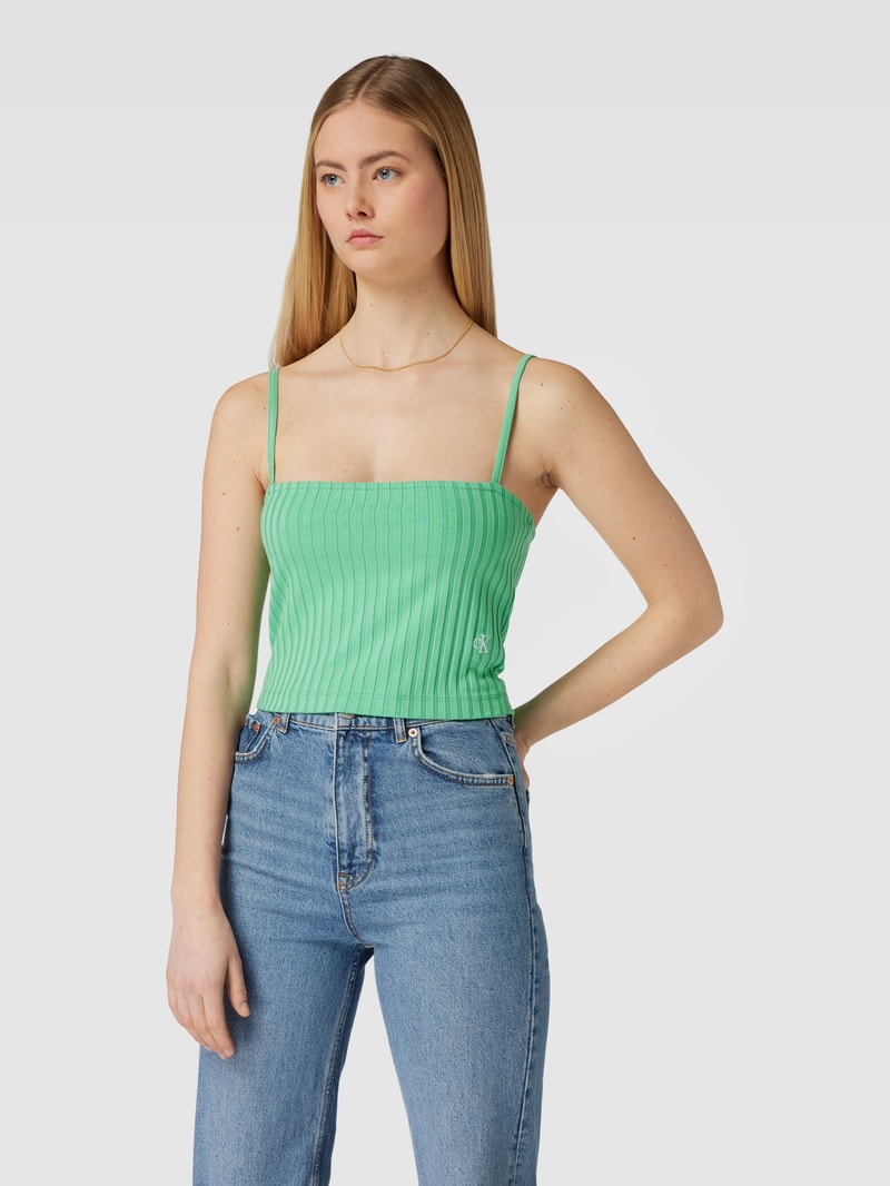 Crop Top im Ripp-Look in grün