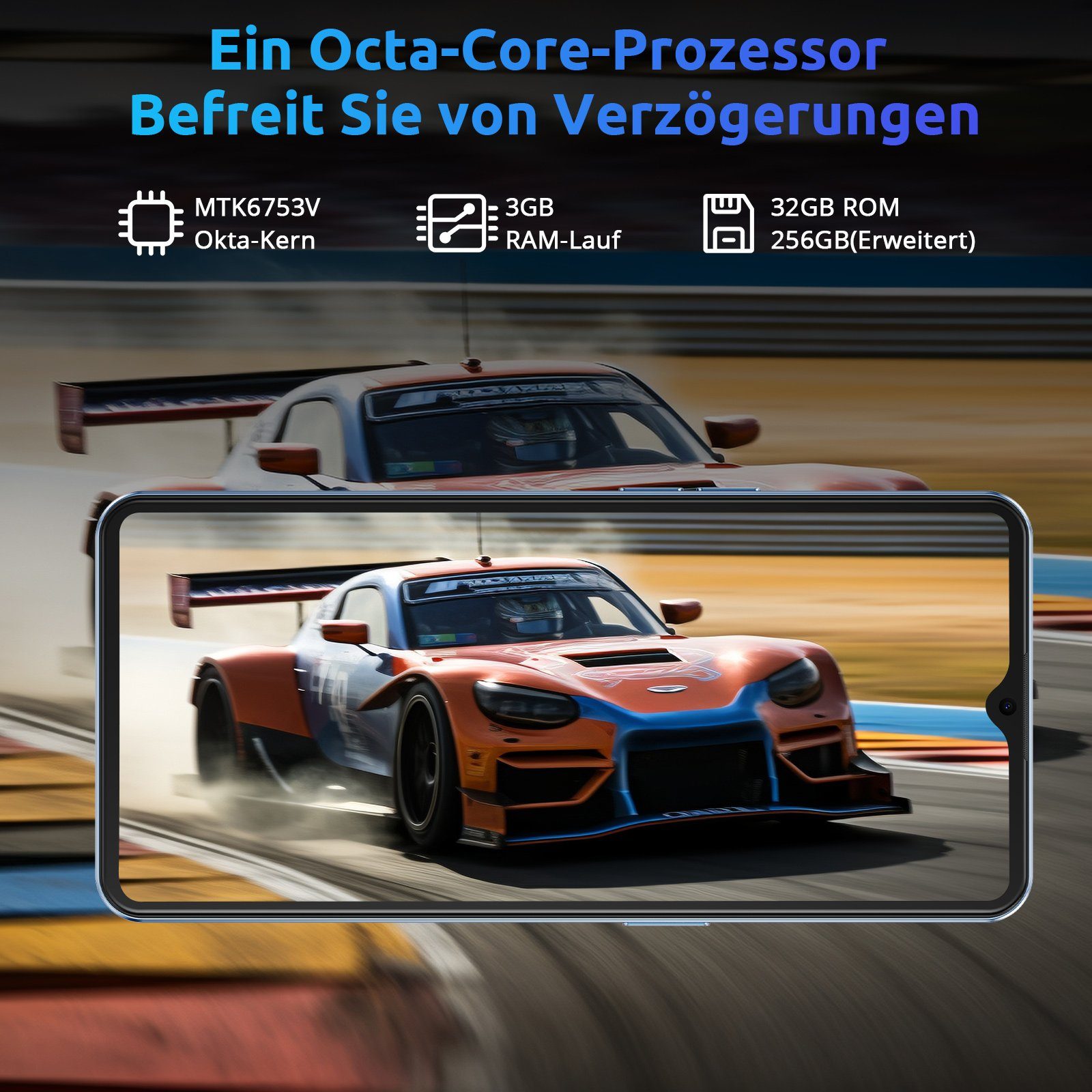 XGODY Mate 50, 3G RAM, 32G ROM Smartphone (16,66 cm/6.56 Zoll, 32 GB Speicherplatz, 18 MP Kamera, Gesichtserkennung, Dual-SIM, Erweiterung Speicher Max. 256GB)