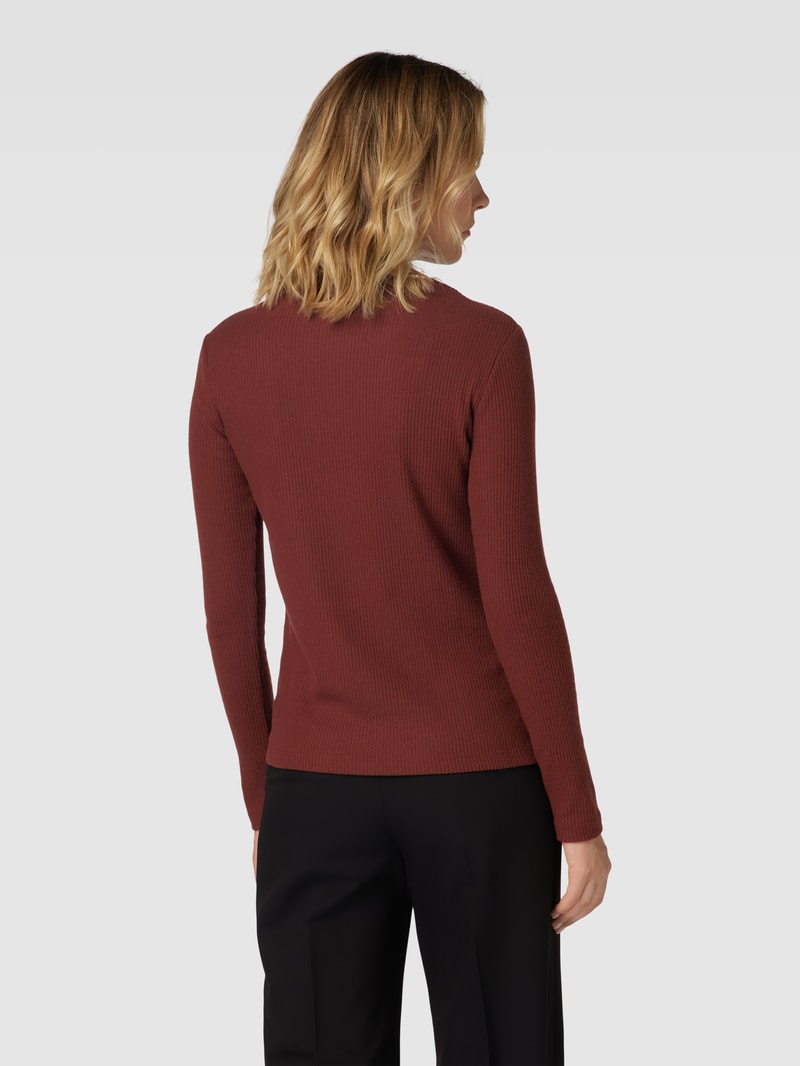 Longsleeve in Ripp-Optik in mittelbraun