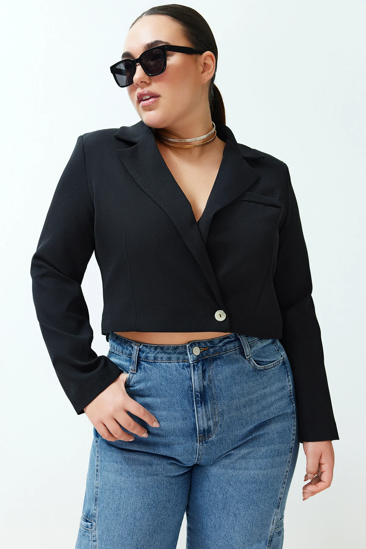 Trendyol Curve  Schwarze Blazer-Webjacke
