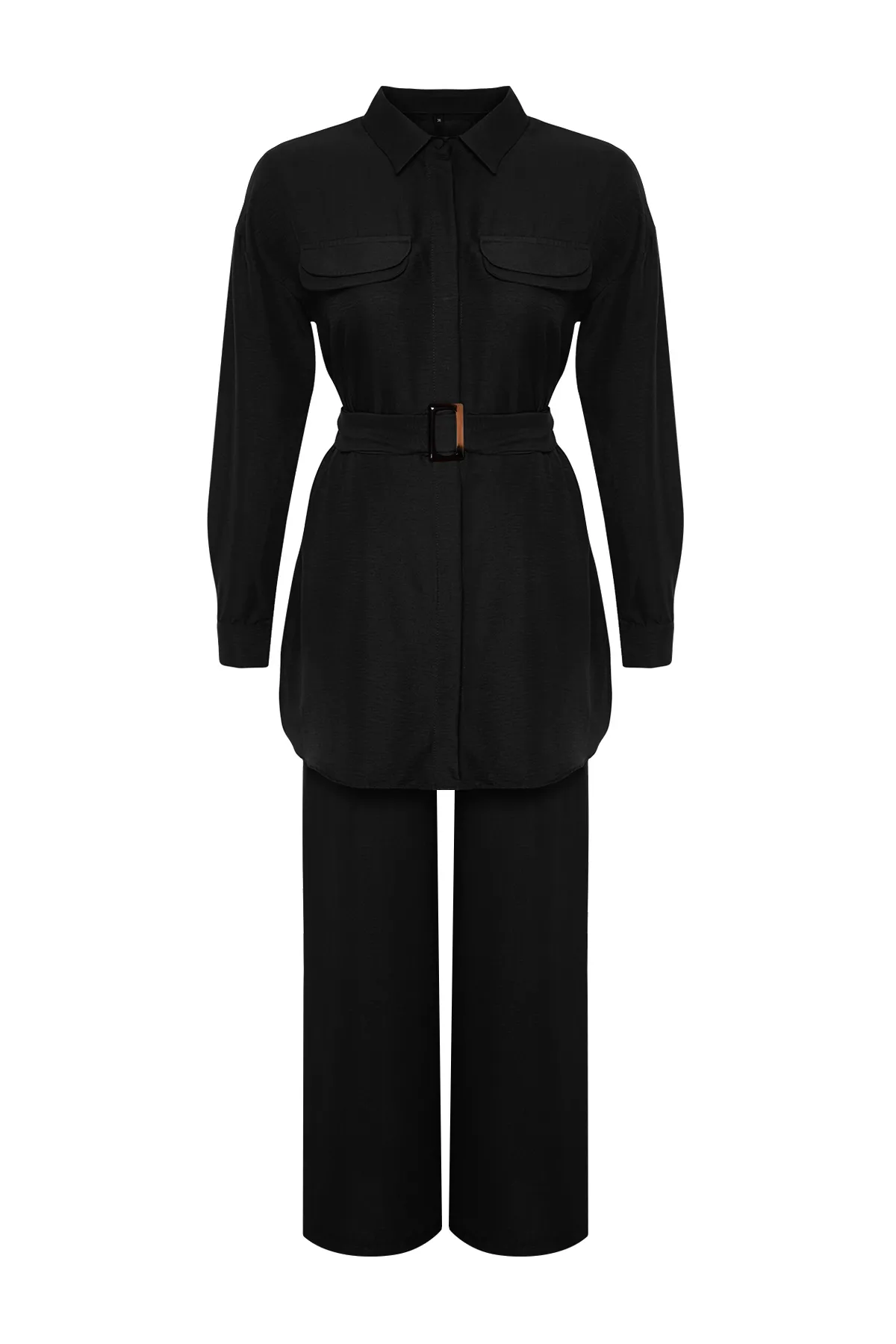 Trendyol Modest  Schwarzes gewebtes Oberteil- und Unterteil-Set TCTSS24US00061